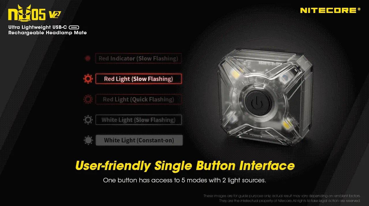 NITECORE NU05 V2 KIT - 40 LUMENS (BUILT-IN 120mAh 3.7V RECHARGEABLE BATTERY)