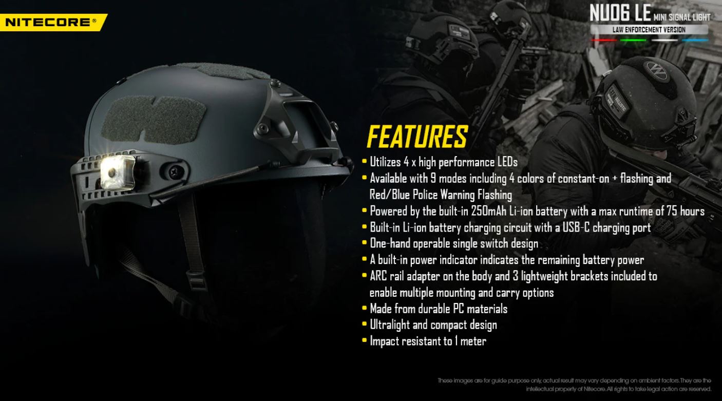 NITECORE NU06 LE MINI SIGNAL LIGHT- 15 LUMENS (BUILT-IN 250mAh LI-ION RECHARGEABLE BATTERY)