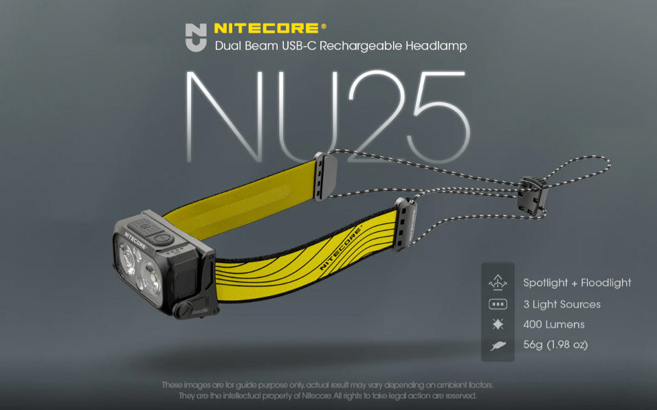 NITECORE NU25 V2 HEADLAMP - 400 LUMENS (BUILT-IN 650mAh USB-C RECHARGEABLE BATTERY)