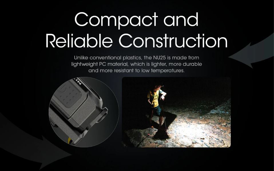 NITECORE NU25 V2 HEADLAMP - 400 LUMENS (BUILT-IN 650mAh USB-C RECHARGEABLE BATTERY)