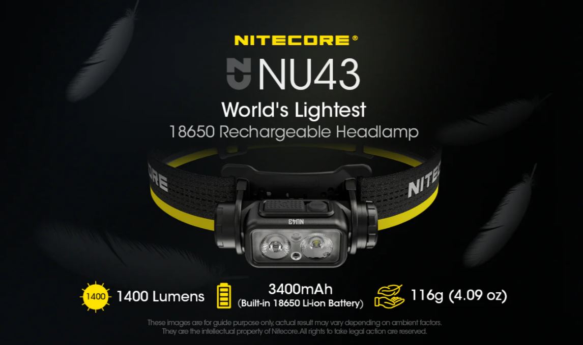 NITECORE NU43 HEADLAMP - 1400 LUMENS (3,400mAh LI-ION RECHARGEABLE BATTERY)