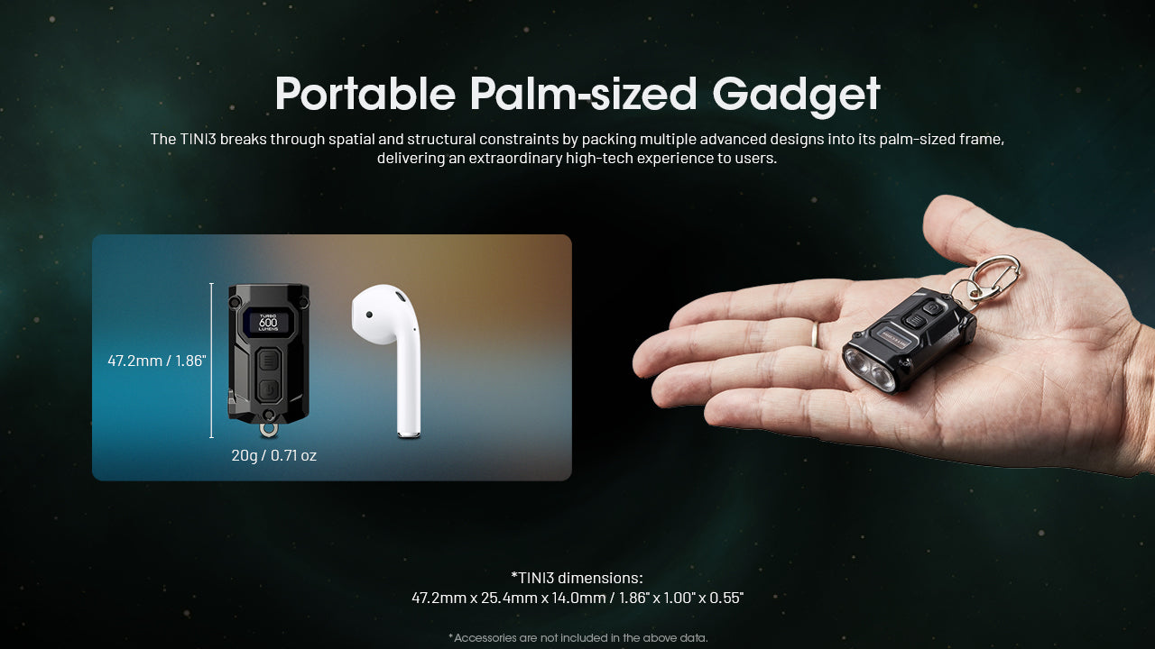 NITECORE TINI 3 - 600 LUMENS (BUILT-IN 330mAh LI-ION RECHARGEABLE BATTERY)