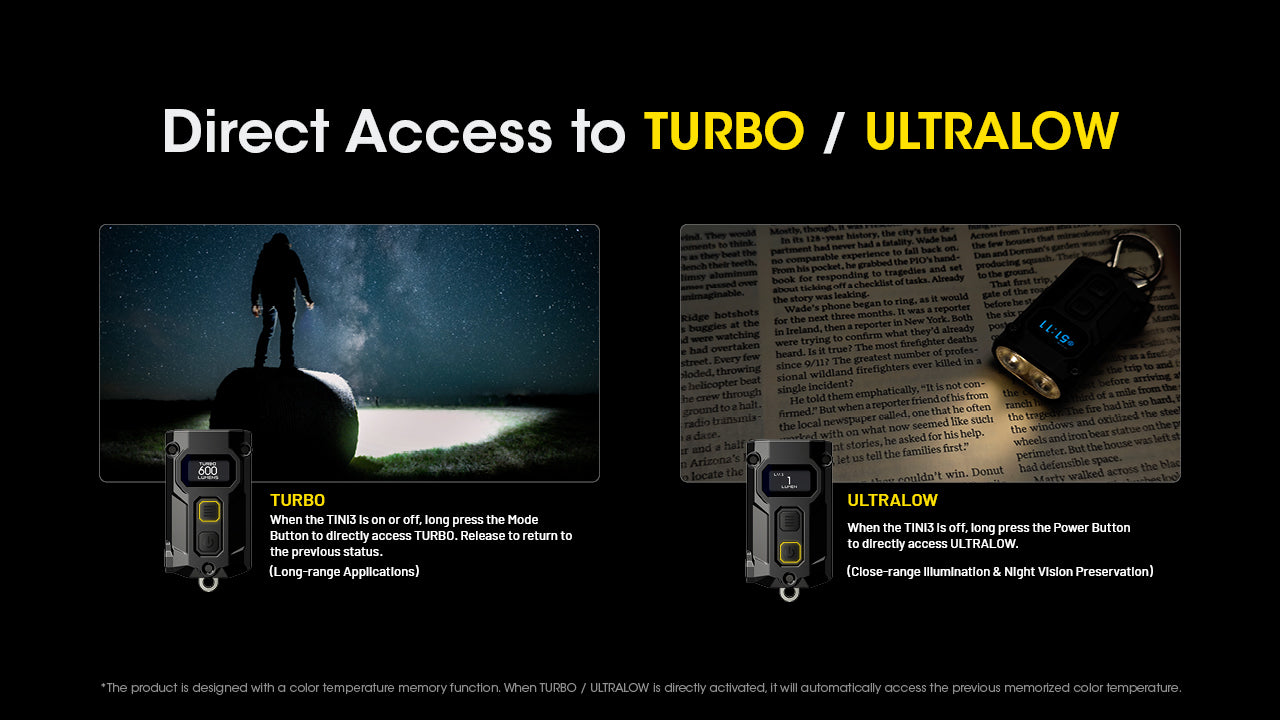 NITECORE TINI 3 - 600 LUMENS (BUILT-IN 330mAh LI-ION RECHARGEABLE BATTERY)