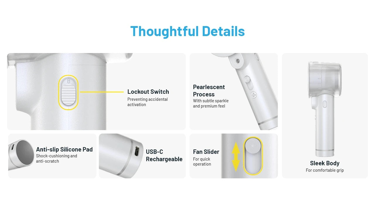 NITECORE izzCool 20 Pro - Handheld Air Conditioner Fan (5,000mAh - PEARL WHITE)