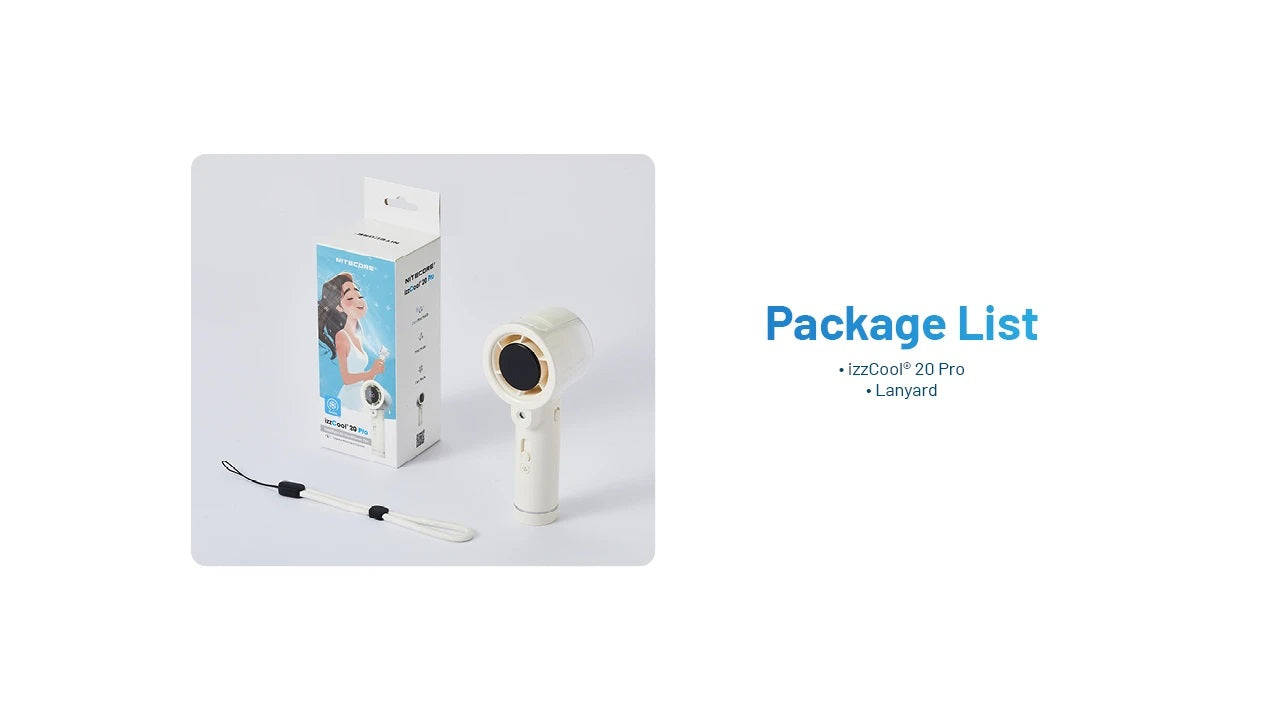 NITECORE izzCool 20 Pro - Handheld Air Conditioner Fan (5,000mAh - PEARL WHITE)