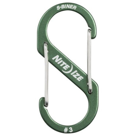 NITEIZE S-BINER ALUMINUM DUAL CARABINER SIZE 3 - OLIVE