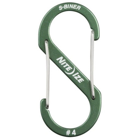 NITEIZE S-BINER ALUMINUM DUAL CARABINER SIZE 4 - OLIVE