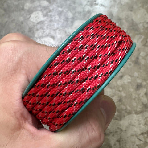 550 PARACORD MINI SPOOL - RED WITH BLACK X