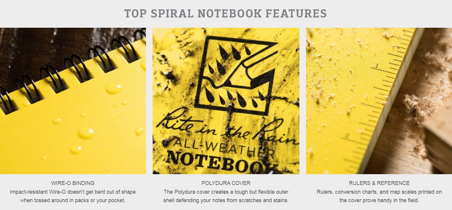 RITE IN THE RAIN TOP SPIRAL NOTEBOOK 6" X 9" - YELLOW (169)