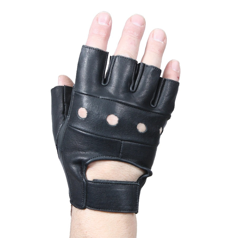 Rothco Leather Biker Gloves - Black 3498 (Size M)