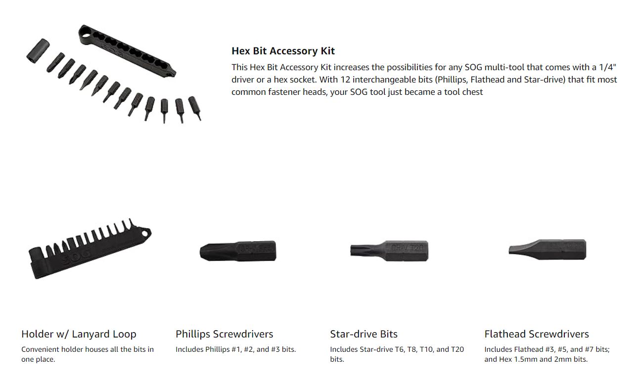 SOG Hex bit accessory kit