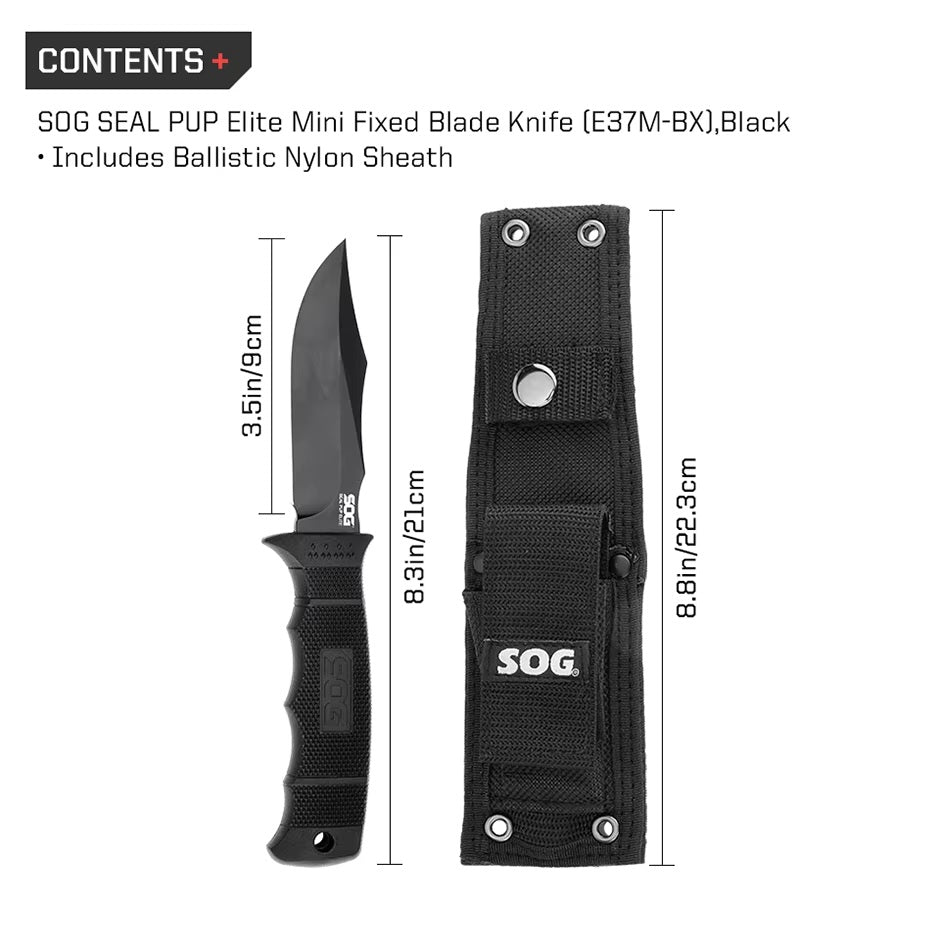 SOG SEAL PUP ELITE MINI FIXED BLADE KNIFE (E37M-BX)