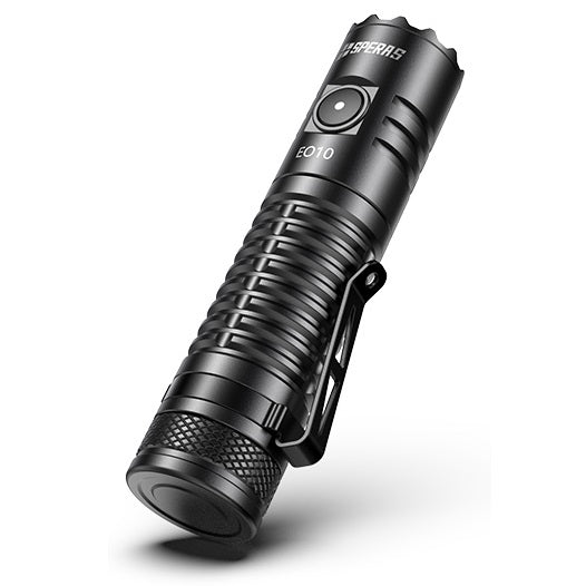 SPERAS E10 OUTDOOR CAMPING EDC TYPE-C FLASHLIGHT 1300 LUMENS 175M THROW, 1 x 18650 (BLACK)