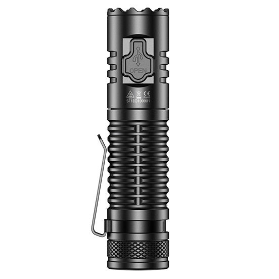 SPERAS E10 OUTDOOR CAMPING EDC TYPE-C FLASHLIGHT 1300 LUMENS 175M THROW, 1 x 18650 (BLACK)
