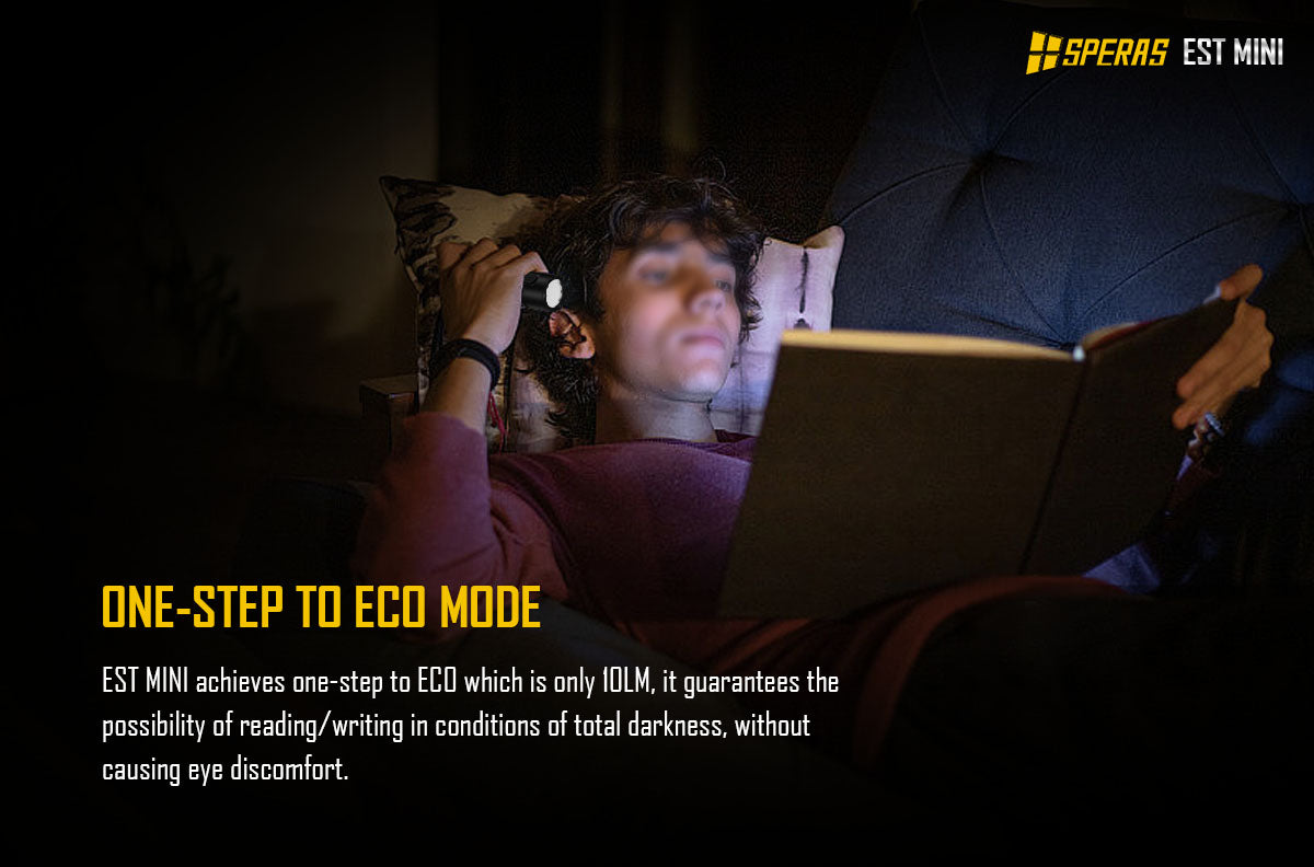 SPERAS EST MINI, USB-C RECHARGEABLE TACTICAL FLASHLIGHT 1900 LUMENS, 1 x 18350 (BLACK)