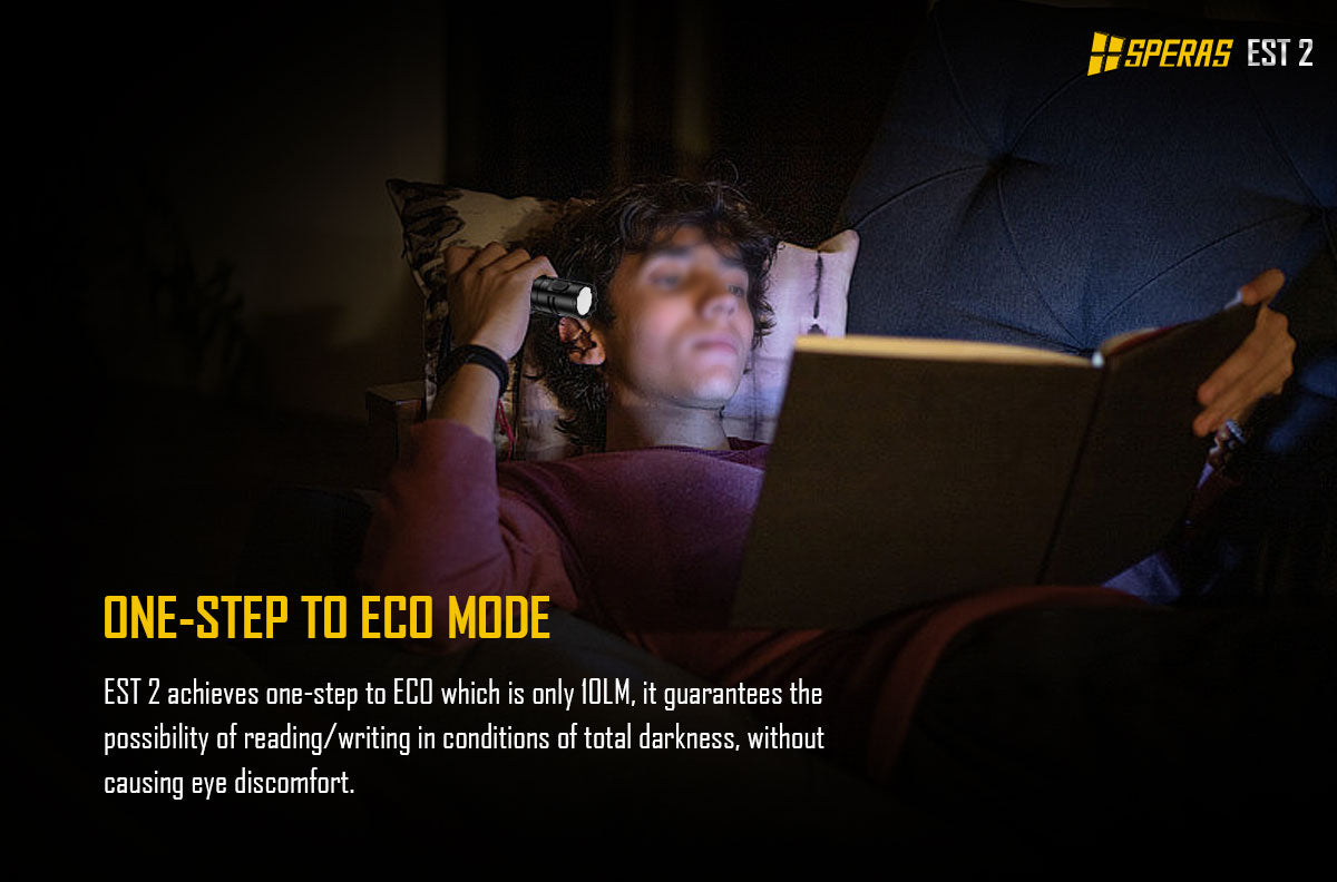 SPERAS EST2, USB-C RECHARGEABLE TACTICAL FLASHLIGHT 1900 LUMENS, 1 x 18350 (BLACK)