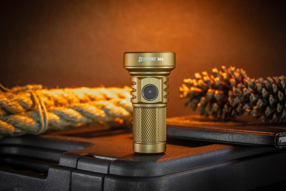 SPERAS M4 MINI RECHARGEABLE FLASHLIGHT 1320 LUMENS 652M THROW, 1 x 18350 BATTERY