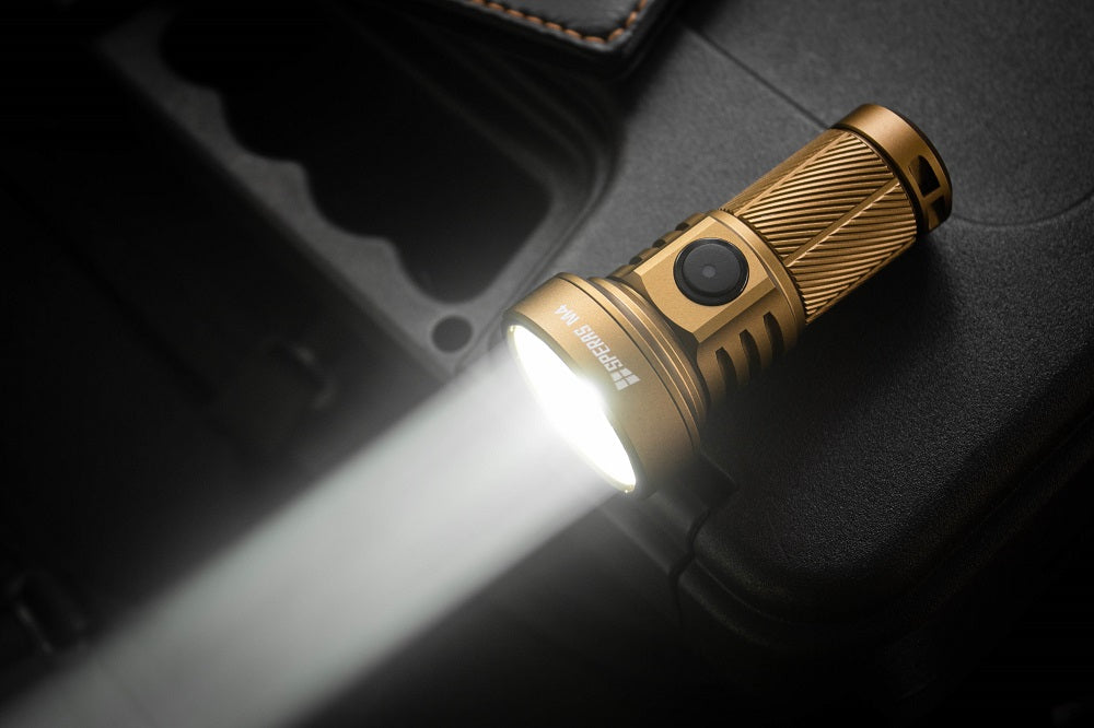 SPERAS M4 MINI RECHARGEABLE FLASHLIGHT 1320 LUMENS 652M THROW, 1 x 18350 BATTERY