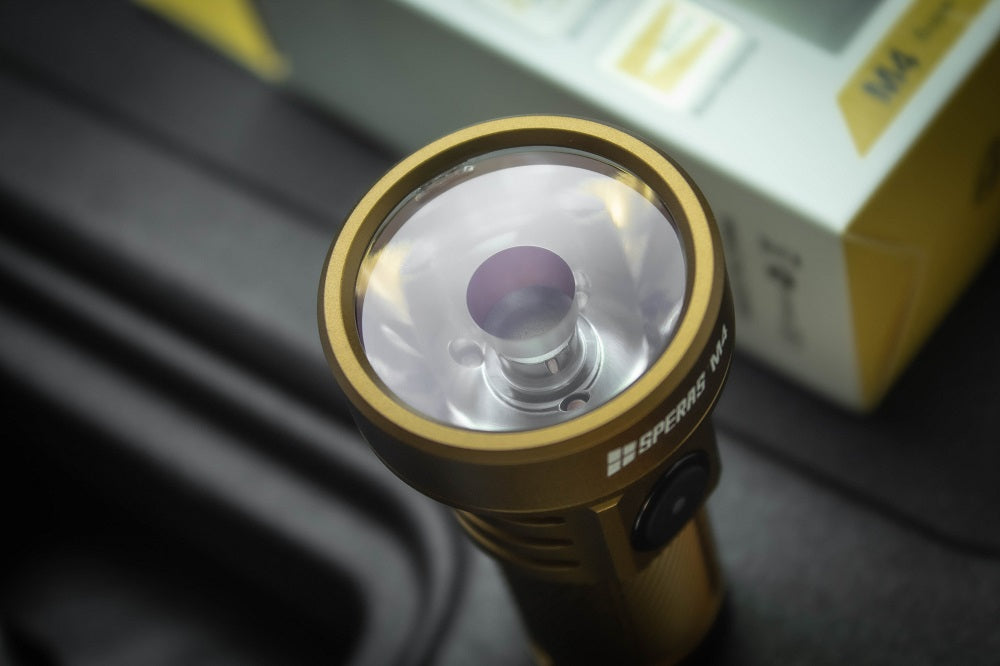 SPERAS M4 MINI RECHARGEABLE FLASHLIGHT 1320 LUMENS 652M THROW, 1 x 18350 BATTERY