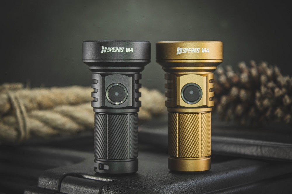 SPERAS M4 MINI RECHARGEABLE FLASHLIGHT 1320 LUMENS 652M THROW, 1 x 18350 BATTERY