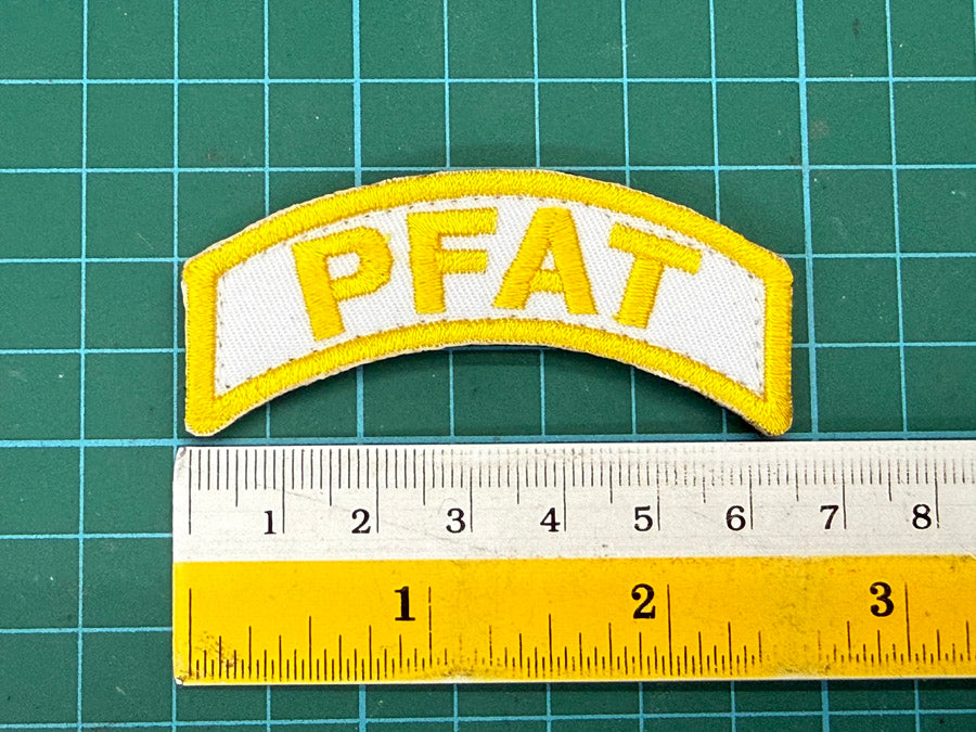 SPF PFAT Velcro Tab - 6.5 cm (White Cloth with Yellow Wording)