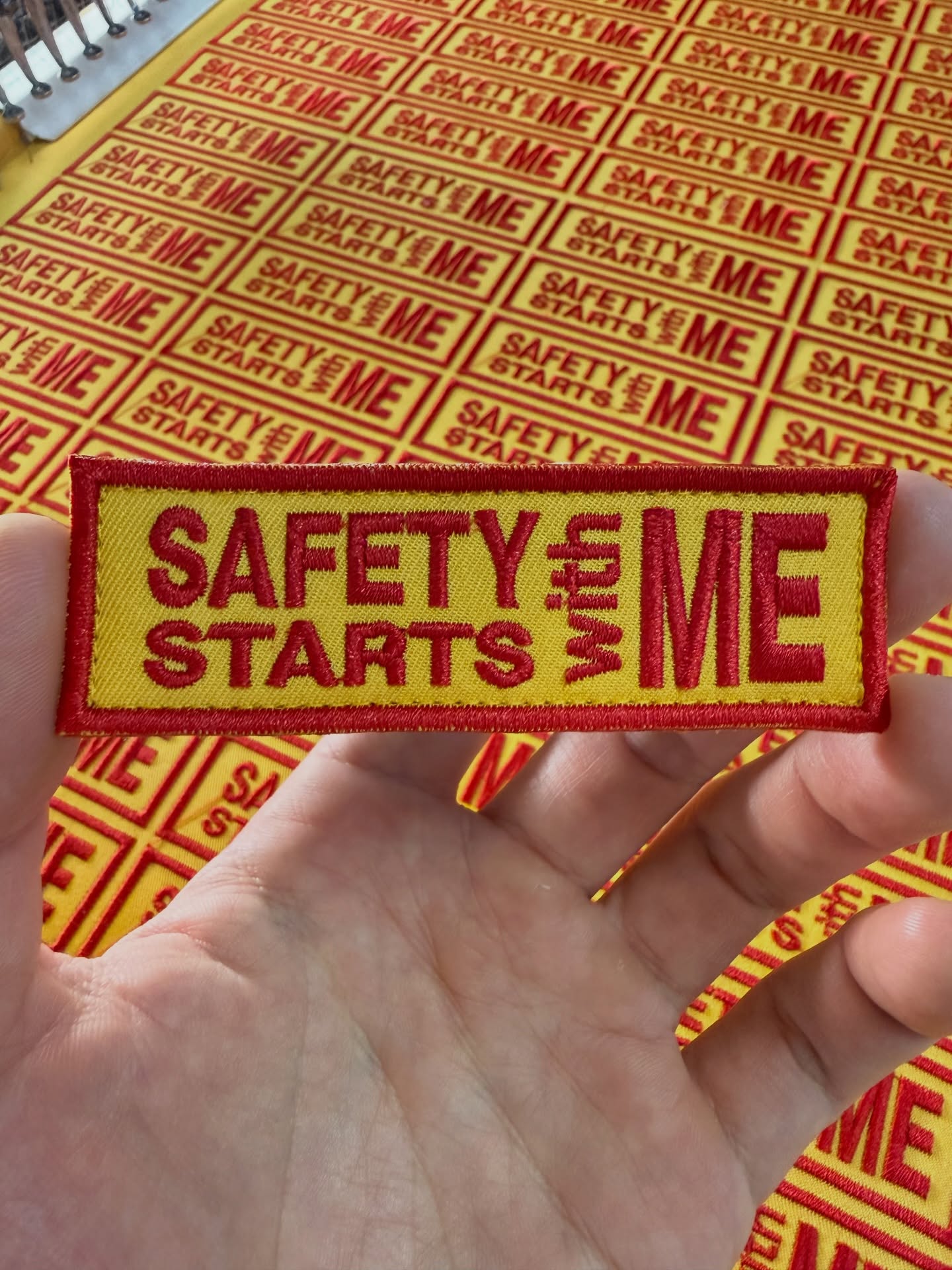 SAFETY STARTS WITH ME PATCH - ORANGE WITH RED TEXT