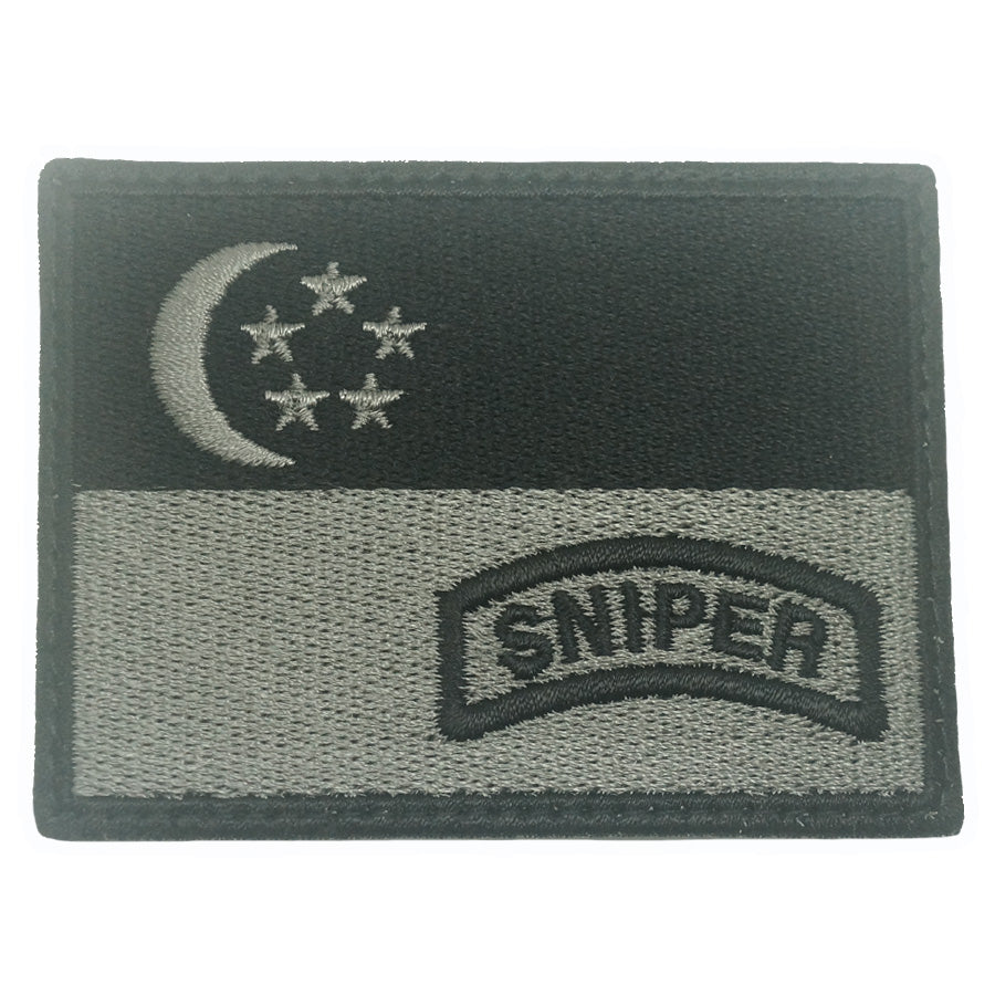 SINGAPORE FLAG WITH SNIPER TAB - BLACK FOLIAGE