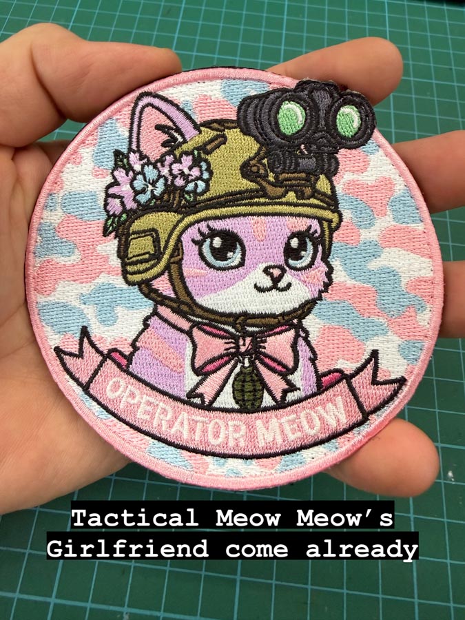 Tactical Meow Meow's Girlfriend Patch | 100% Embroidered (10 cm Diameter)