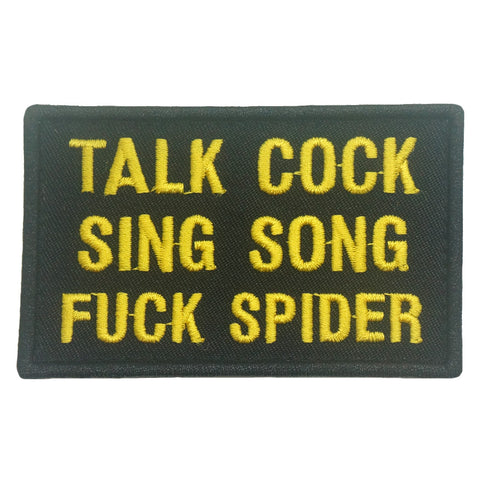 TALK COCK, SING SONG, FUCK SPIDER PATCH - BLACK YELLOW