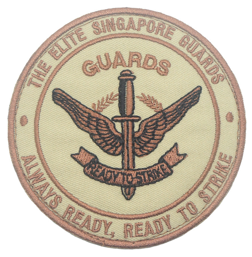 THE ELITE SINGAPORE GUARDS PATCH - KHAKI WITH COYOTE WORDING