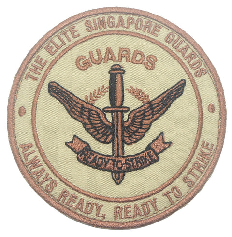 THE ELITE SINGAPORE GUARDS PATCH - KHAKI WITH COYOTE WORDING
