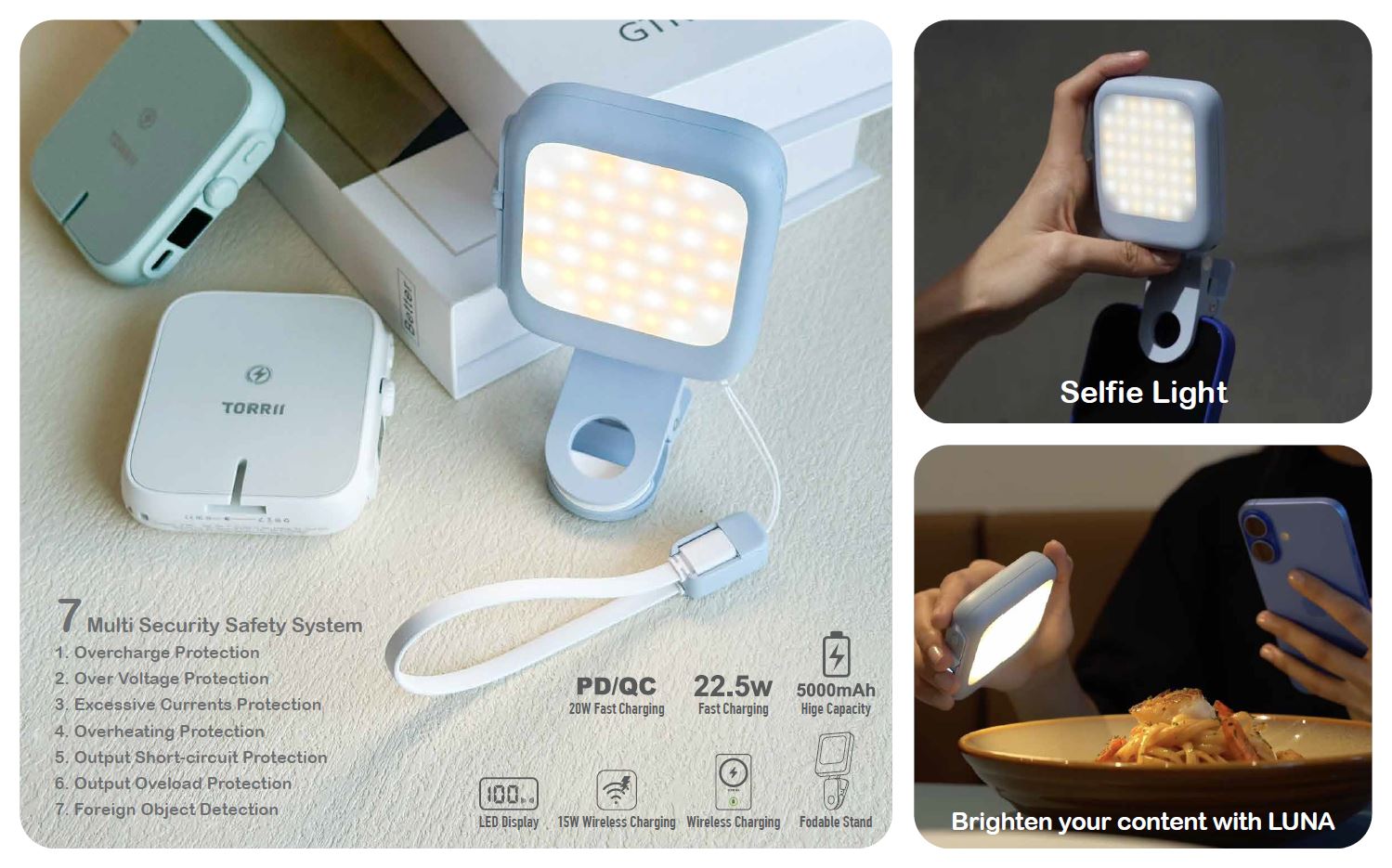 TORRII LUNA MAGNETIC POWERBANK 5000MAH WITH LED LIGHT - SG60 EDITION