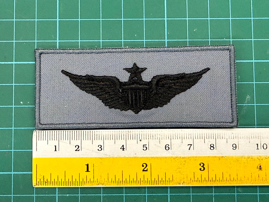 US Army Aviator Senior Wing (9 cm x 3.8 cm, Small Wing, Grey)