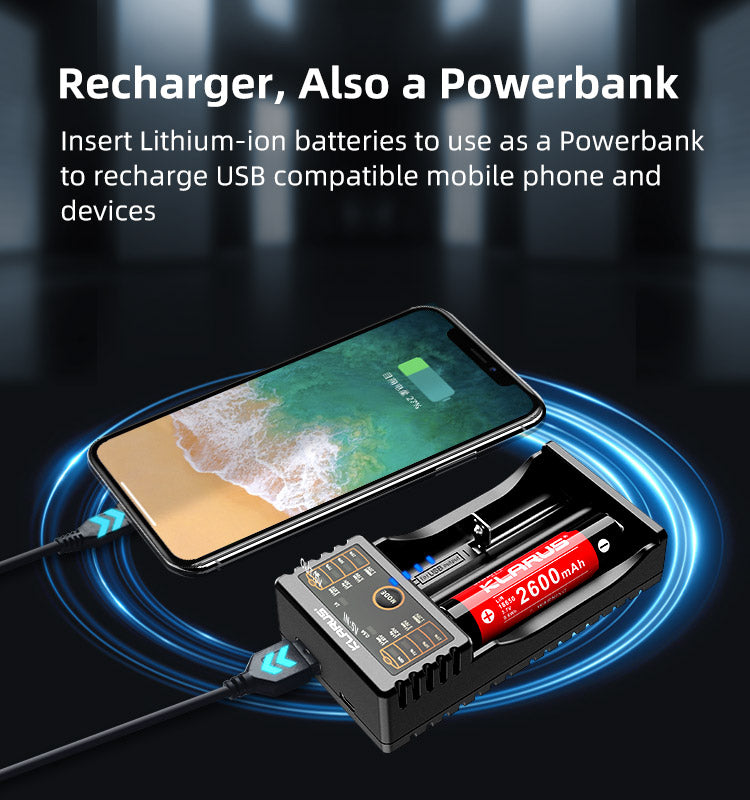 KLARUS K2 COMPACT SUPER HYBRID DUAL-BAY USB SMART CHARGER