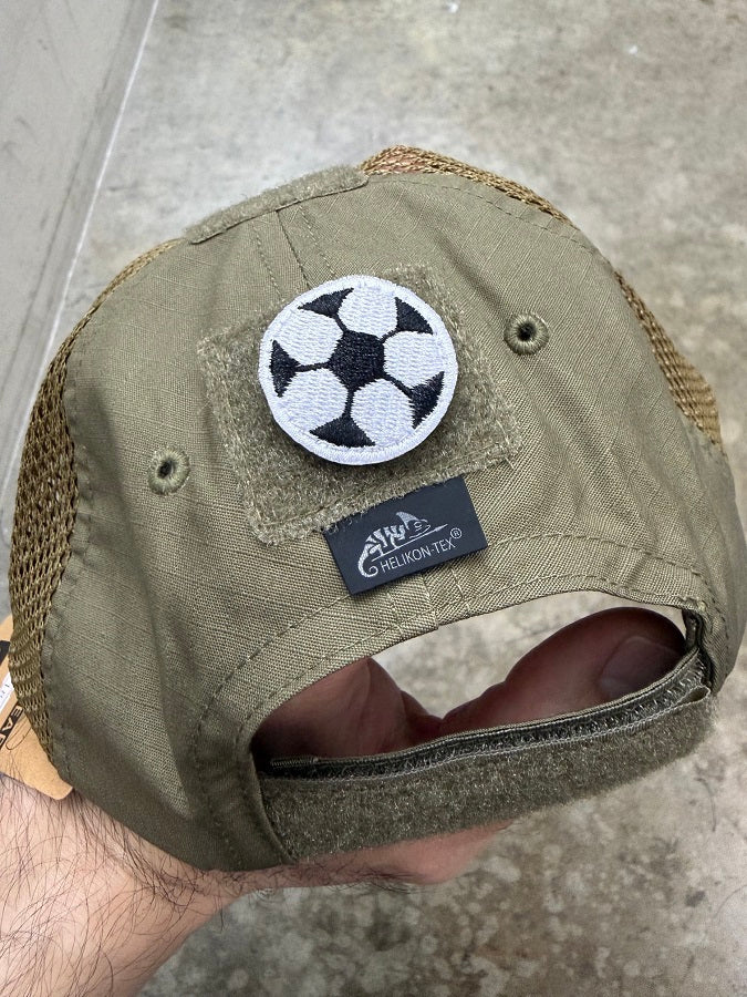 Soccer Ball Patch - 100% Embroidery with Hook Side Velcro Backing (3.2 cm Diameter)