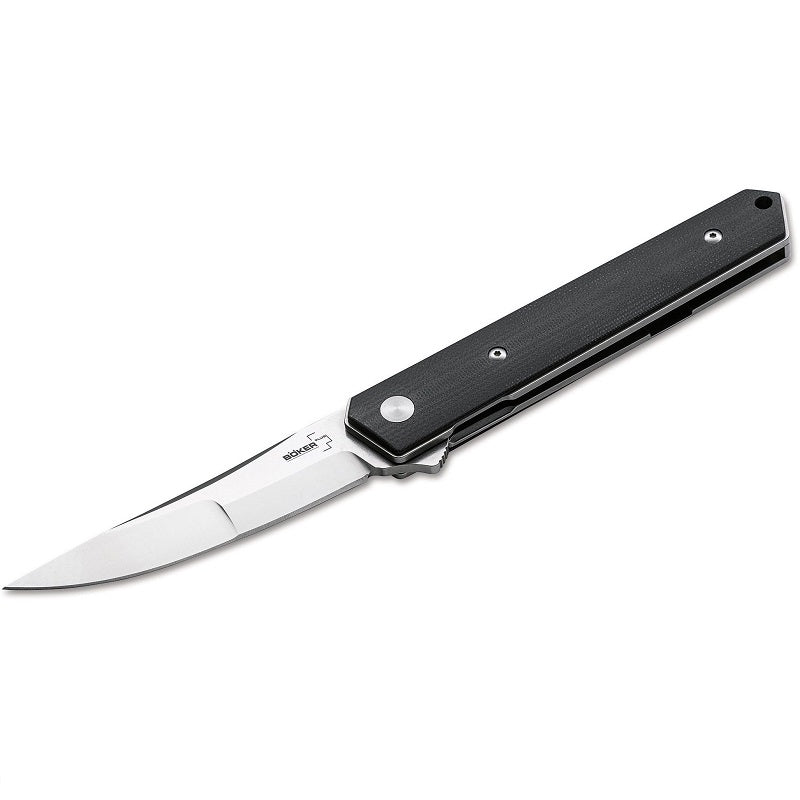 BOKER PLUS BURNLEY KWAIKEN DUPLEX FLIPPER KNIFE 3.5" VG10 SATIN BLADE, BLACK G10 HANDLES (01BO282)