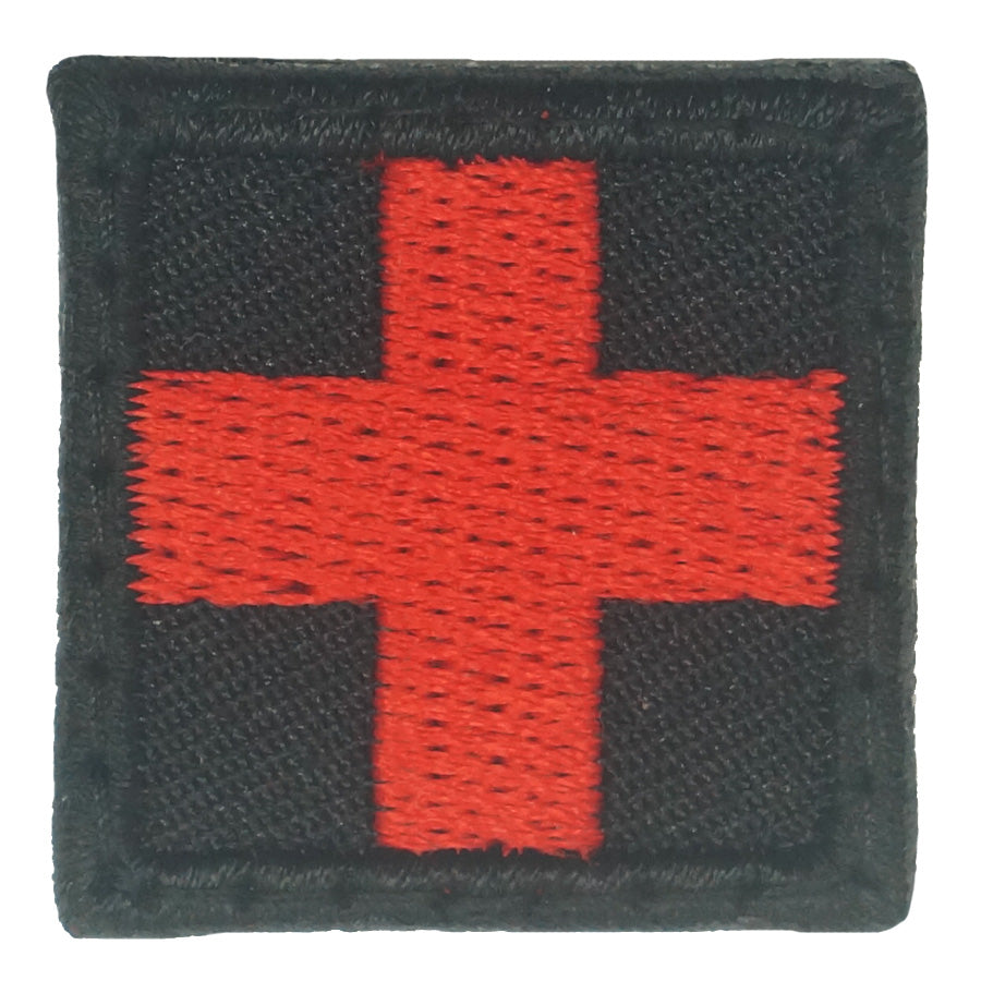 1 INCH MINI MEDIC CROSS PATCH - BLACK RED