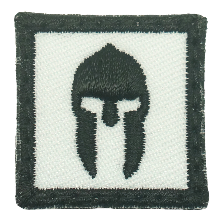 1" MINI SPARTAN HELMET PATCH - WHITE BLACK