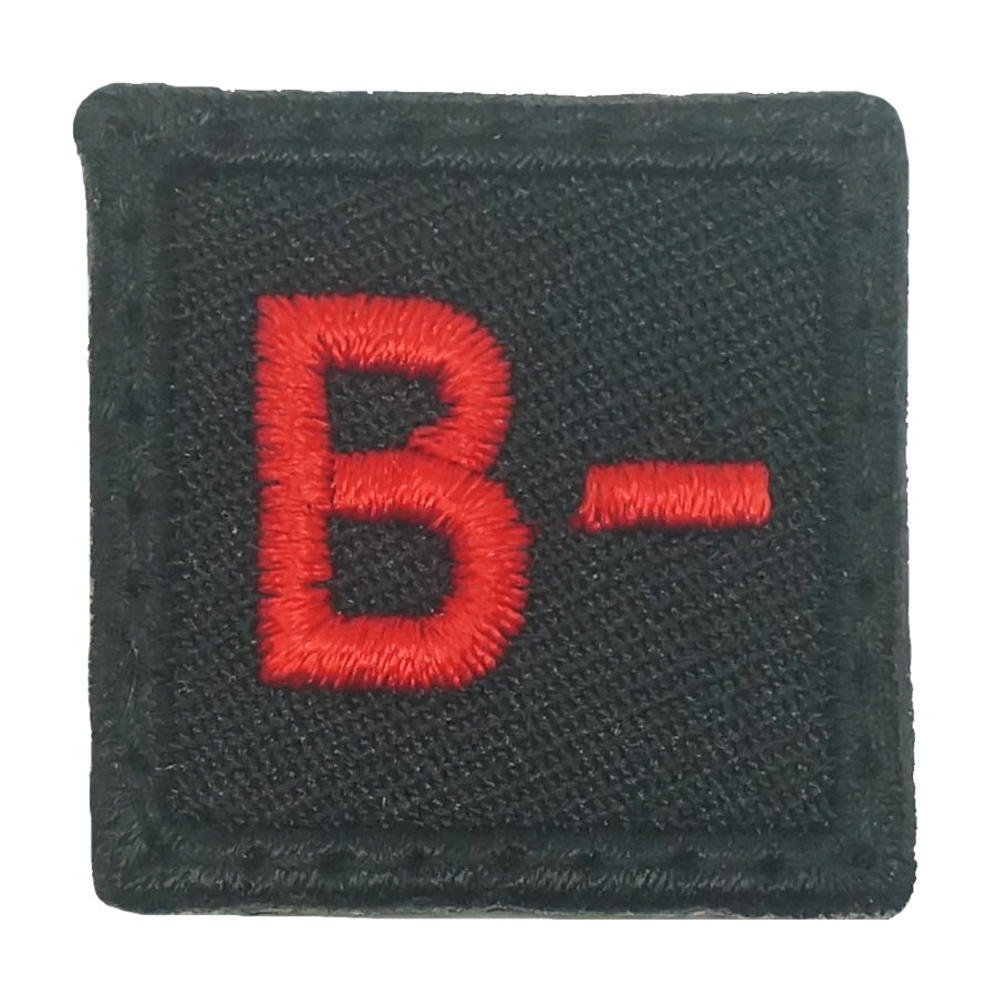 HGS BLOOD GROUP 1" PATCH, B- (BLACK RED)