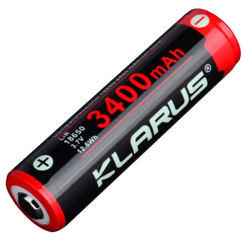 KLARUS 18650 3400mAh 3.7V PROTECTED LITHIUM BUTTON TOP BATTERY