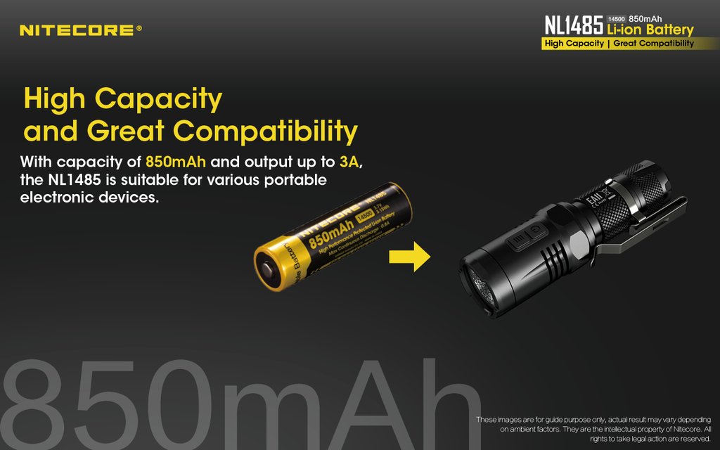 NITECORE NL1485 BATTERY 14500 - 850mAh (OLD STOCK CLEARANCE)
