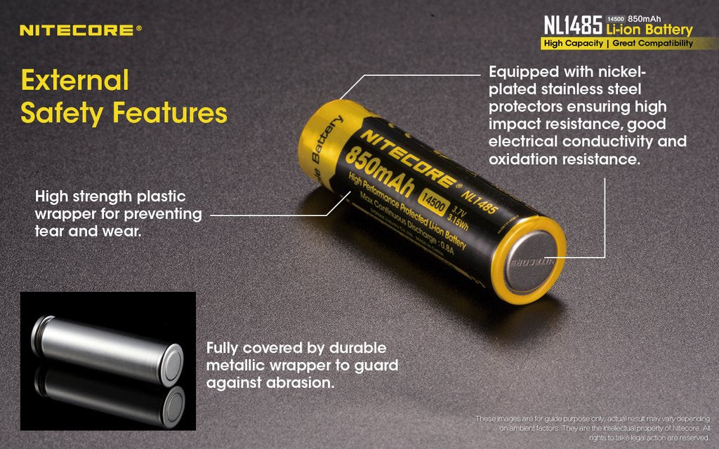 NITECORE NL1485 BATTERY 14500 - 850mAh (OLD STOCK CLEARANCE)