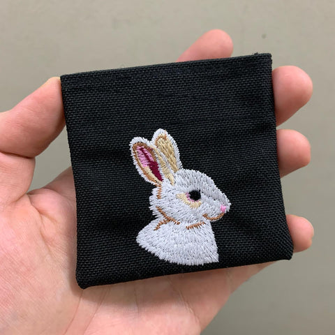 MIL-SPEC COIN PURSE WITH RABBIT EMBROIDERY - BLACK