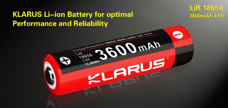 KLARUS 18GT-36 18650 3600mAh RECHARGEABLE LITHIUM BATTERY FOR XT11GT, XT12GT & OTHER