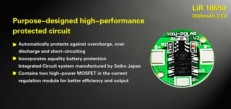 KLARUS 18GT-36 18650 3600mAh RECHARGEABLE LITHIUM BATTERY FOR XT11GT, XT12GT & OTHER