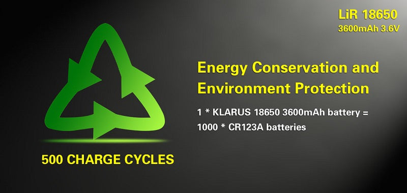 KLARUS 18GT-36 18650 3600mAh RECHARGEABLE LITHIUM BATTERY FOR XT11GT, XT12GT & OTHER