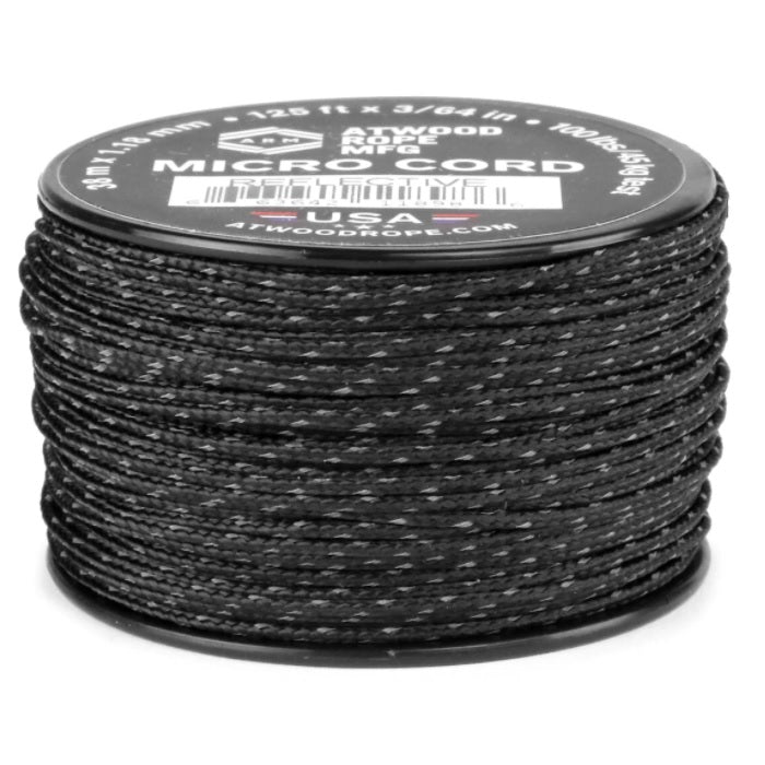 ATWOOD ROPE MFG MICRO CORD (125FT) - BLACK REFLECTIVE