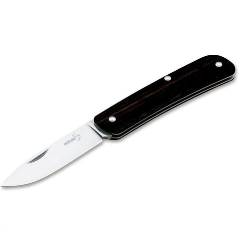 BOKER PLUS TECH-TOOL 1 POCKT KNIFE 2.75" DROP POINT BLADE, EBONY WOOD HANDLES (01BO844)