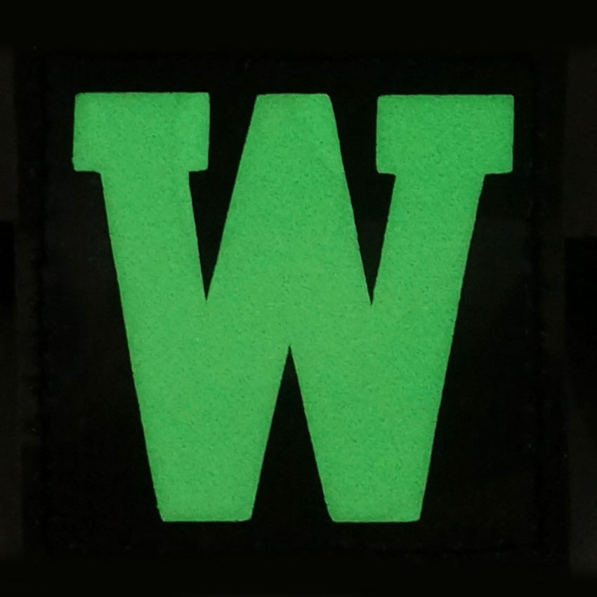 BIG LETTER W GITD PATCH - GLOW IN THE DARK