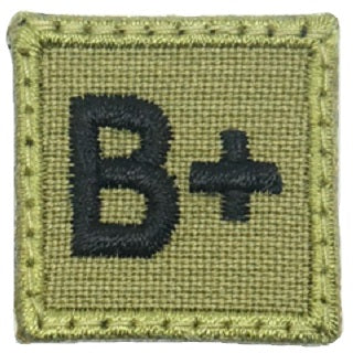 HGS BLOOD GROUP 1" PATCH, B+ (OLIVE GREEN)